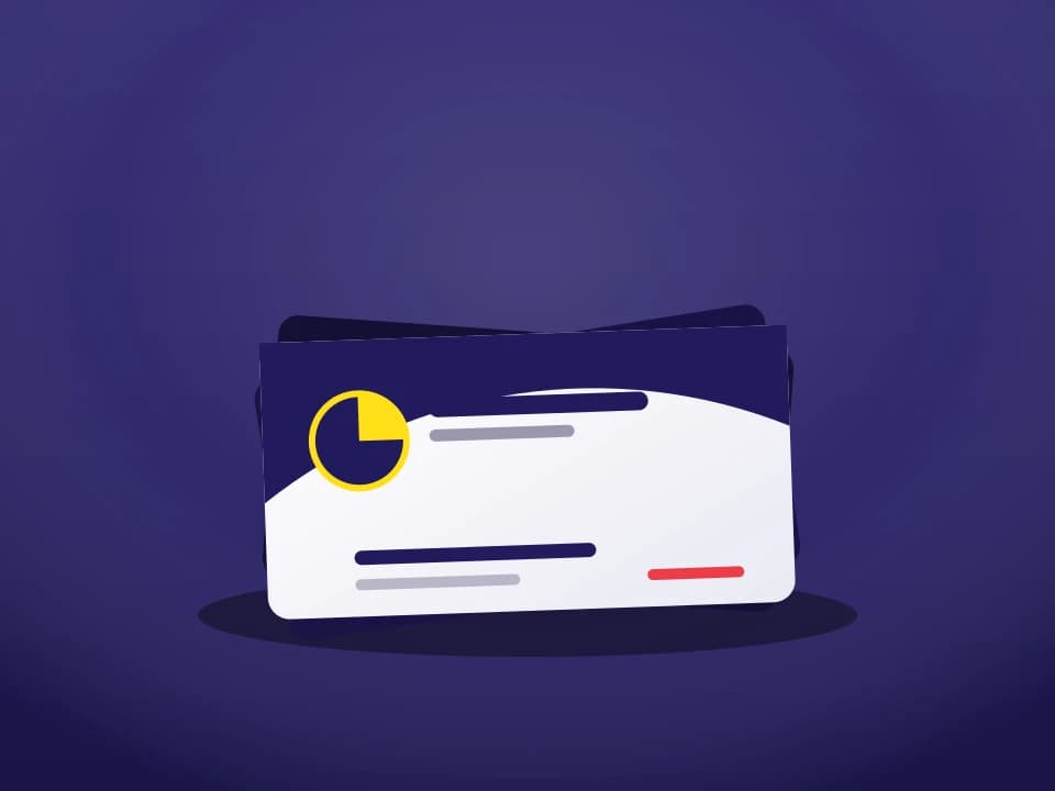 Business card design mockup with a fanned stack