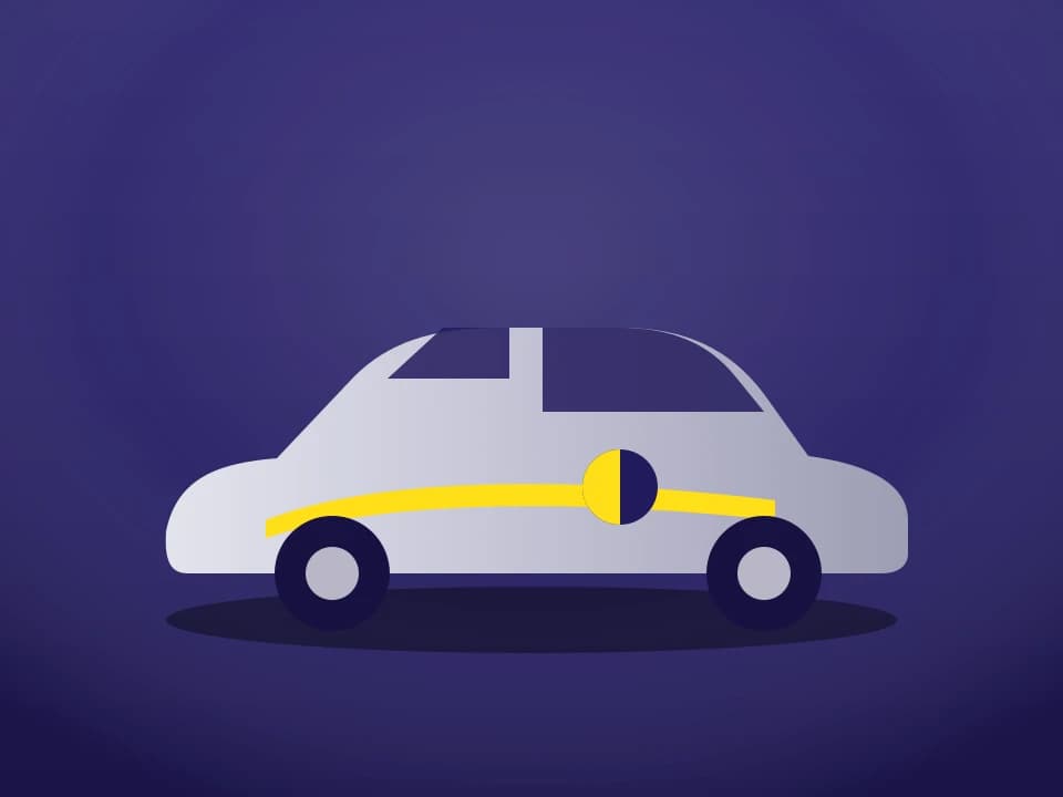 Car with a printed decal stripe and roundel